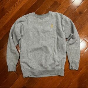 Gray Sweatshirt with Gold Tree Embroidery